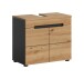 Waschbeckenunterschrank >Canu< in Basalt /Artisan Eiche Dekor - 63x55x34 (BxHxT)