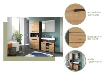 Waschbeckenunterschrank >Canu< in Basalt /Artisan Eiche Dekor - 80x55x34 (BxHxT)