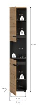Hochschrank >Canu< in Basalt grau/Artisan Eiche Nachbildung - 38x193x34 (BxHxT)