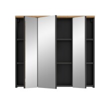 Badezimmerspiegelschrank >Canu< Basalt, Spiegel, Eiche Dekor - 80x73x21 (BxHxT)