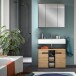 Badezimmerspiegelschrank >Canu< Basalt, Spiegel, Eiche Dekor - 80x73x21 (BxHxT)