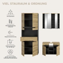 Badezimmer-Set >Canu< in Basalt grau/Artisan Eiche Dekor - 133x193x34cm (BxHxT)