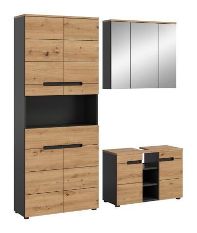 Badezimmer-Set >Canu< in Basalt grau/Artisan Eiche Dekor - 171x193x34cm (BxHxT)