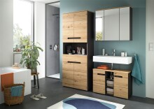 Badezimmer-Set >Canu< in Basalt grau/Artisan Eiche Dekor - 80x193x34cm (BxHxT)