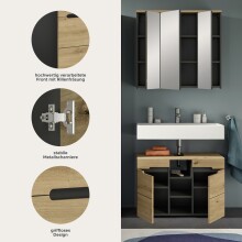 Badezimmer-Set >Canu< in Basalt grau/Artisan Eiche Dekor - 80x193x34cm (BxHxT)