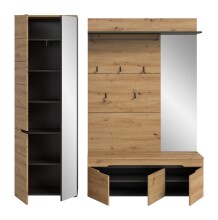 Garderoben-Set >Canu< in Basalt grau/Artisan Eiche Dekor - 200x190x37cm (BxHxT)