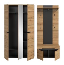 Garderoben-Set >Canu< in Basalt grau/Artisan Eiche Dekor - 200x190x37cm (BxHxT)
