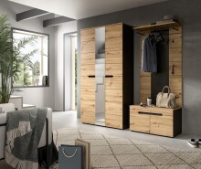 Garderoben-Set >Canu< in Basalt grau/Artisan Eiche Dekor - 200x190x37cm (BxHxT)