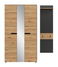 Garderoben-Set >Canu< in Basalt grau/Artisan Eiche Dekor - 165x190x37cm (BxHxT)