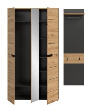 Garderoben-Set >Canu< in Basalt grau/Artisan Eiche Dekor - 165x190x37cm (BxHxT)