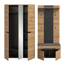 Garderoben-Set >Canu< in Basalt grau/Artisan Eiche Dekor - 200x190x37cm (BxHxT)
