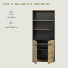Aktenregal >Canu< in Basalt grau/Artisan Eiche Nachbildung - 80x189x37cm (BxHxT)