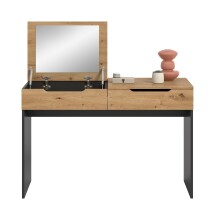 Schminktisch >Canu< in Basalt grau/Artisan Eiche Nachbildung - 115x76x50 (BxHxT)