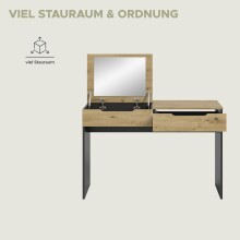 Schminktisch >Canu< in Basalt grau/Artisan Eiche Nachbildung - 115x76x50 (BxHxT)