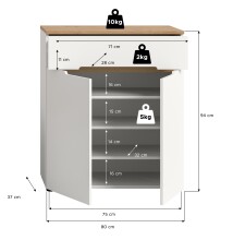 Schuhkommode >Canu< in Weiß - 80x94x37cm (BxHxT)