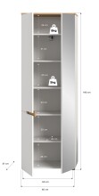 Garderobenschrank >Canu< in Weiß - 65x190x37cm (BxHxT)
