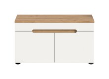 Schuhbank >Canu< in Weiß / Artisan Eiche Dekor - 80x45x37cm (BxHxT)