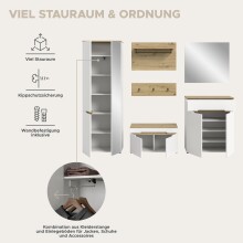 Garderoben-Set >Canu< in Weiß / Artisan Eiche Dekor - 255x190x37cm (BxHxT)