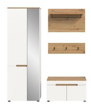 Garderoben-Set >Canu< in Weiß / Artisan Eiche Dekor - 160x190x37cm (BxHxT)