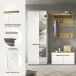 Garderoben-Set >Canu< in Weiß / Artisan Eiche Dekor - 160x190x37cm (BxHxT)