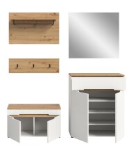 Garderoben-Set >Canu< in Weiß / Artisan Eiche Dekor - 175x190x37cm (BxHxT)