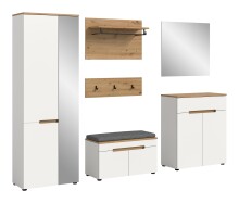 Garderoben-Set >Canu< in Weiß / Artisan Eiche Dekor - 255x190x37cm (BxHxT)