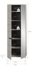 Garderobenschrank >Canu< in Kaschmir / Spiegel - 65x190x37cm (BxHxT)