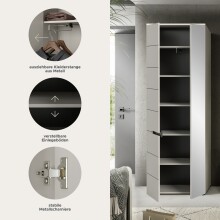 Garderobenschrank >Canu< in Kaschmir / Spiegel - 65x190x37cm (BxHxT)