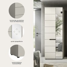 Garderobenschrank >Canu< in Kaschmir / Spiegel - 65x190x37cm (BxHxT)
