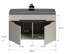Schuhbank >Canu< in Kaschmir - 80x45x37cm (BxHxT)