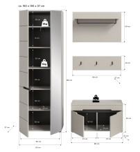 Garderoben-Set >Canu< in Kaschmir - 160x190x37cm (BxHxT)