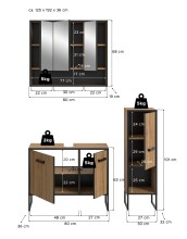 Badezimmer-Set >Bagno< in Artisan Eiche Nachbildung - 125x192x36cm (BxHxT)