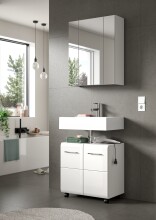 Waschbeckenunterschrank >Ice< in Weiß/Weiß hochglanz - 60x58x30cm (BxHxT)