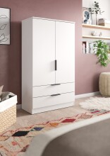 Garderobenschrank >Kopenhagen< in Weiß - 80x140x37cm (BxHxT)