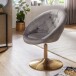 Loungesessel >WL6.299< in Samt grau / gold - 67x100x62cm (BxHxT)