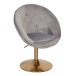 Loungesessel >WL6.299< in Samt grau / gold - 67x100x62cm (BxHxT)