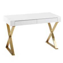 Schreibtisch >WL6.314< in Weiß / gold -...