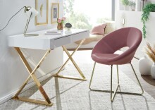 Schreibtisch >WL6.314< in Weiß / gold - 118x76x57 (BxHxT)