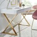 Schreibtisch >WL6.314< in Weiß / gold - 118x76x57 (BxHxT)