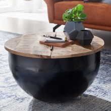 Couchtisch >WL6.323< in Mango / Schwarz, Massivholz...