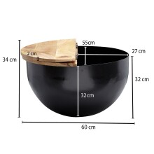 Couchtisch >WL6.323< in Mango / Schwarz, Massivholz / MEtall - 34x60cm (HxD)