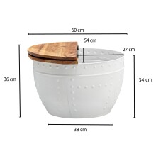 Couchtisch >WL6.328< in Mango / Weiß, Massivholz / weiss - 36x60cm (HxD)