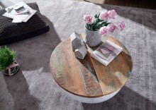 Couchtisch >WL6.334< in Mango / Weiß, Massivholz / Metall - 34x60cm (HxD)