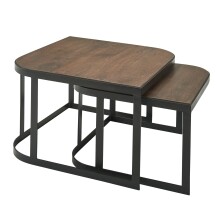 Satztisch >WL6.341< (2-teilig) in Mango braun / Schwarz - 60x40x60 (BxHxT)