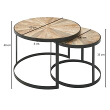 Satztisch >WL6.346< (2-teilig) in Mango / schwarz - 40x60 (HxD)