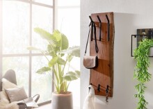 Wandgarderobe >WL6.360< in Akazie / schwarz - 35x100x11 (BxHxT)