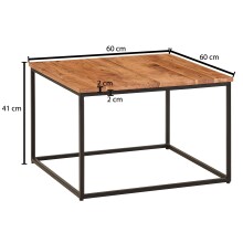 Couchtisch >WL6.361< in Akazie / schwarz, Massivholz / Metall - 60x41x60 (BxHxT)