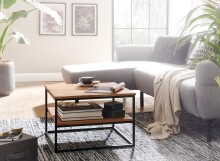Couchtisch >WL6.363< in Akazie / schwarz, Massivholz / Metall - 60x41x60 (BxHxT)