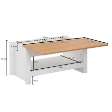 Couchtisch >WL6.382< in Weiß / Eiche Dekor, Holzwerkstoff - 85x45x47cm (BxHxT)