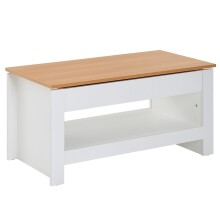 Couchtisch >WL6.382< in Weiß / Eiche Dekor, Holzwerkstoff - 85x45x47cm (BxHxT)